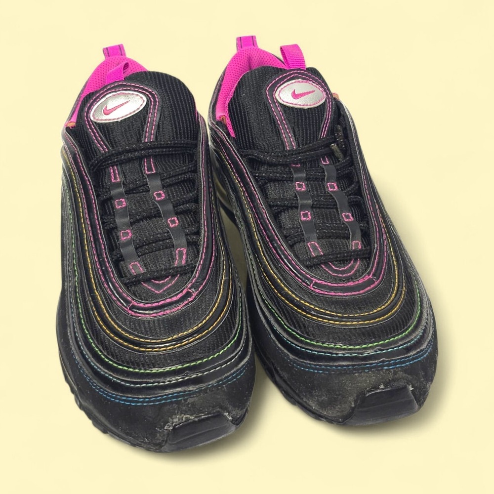 VINTAGE 2009 Nike Air Max 97 GS 5Y Black Magenta Rainbow 313054-053 RETRO